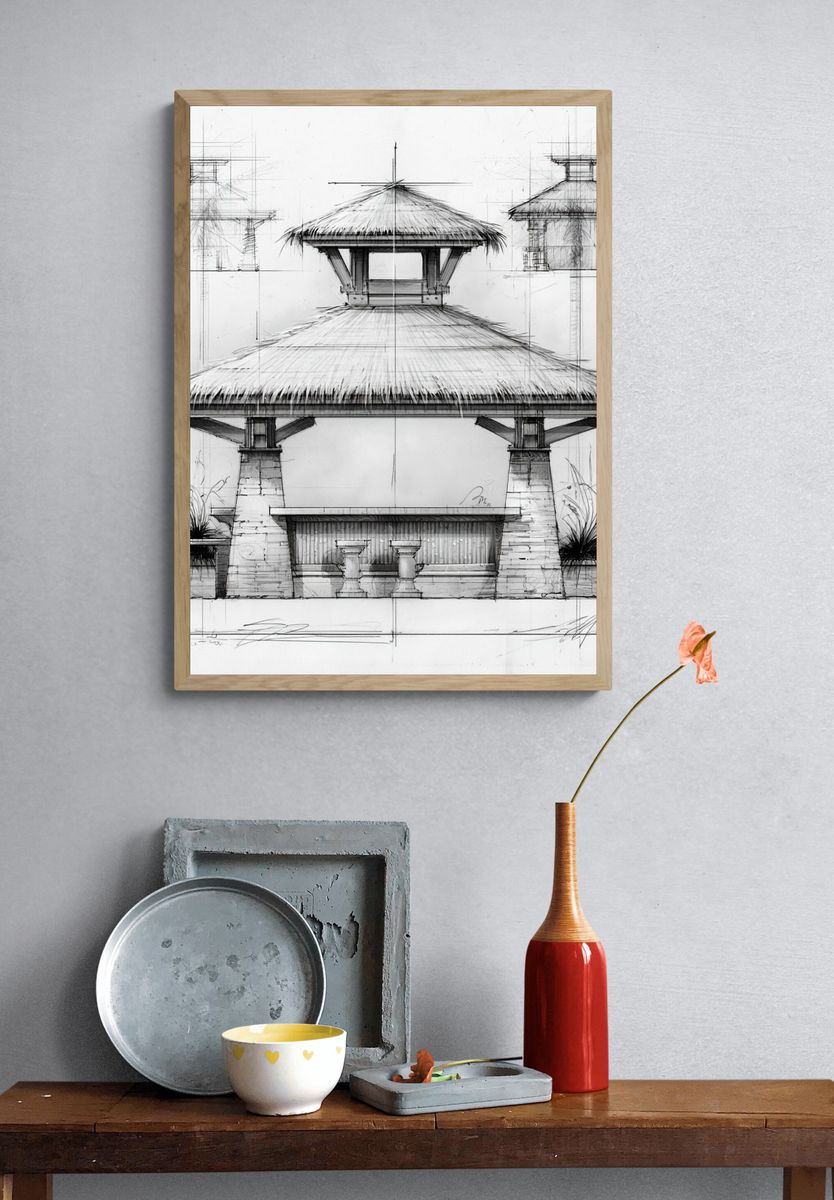 Tropical Pavilion Sketch Poster. — room view 3