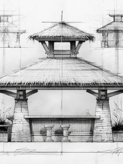 Tropical Pavilion Sketch Poster.