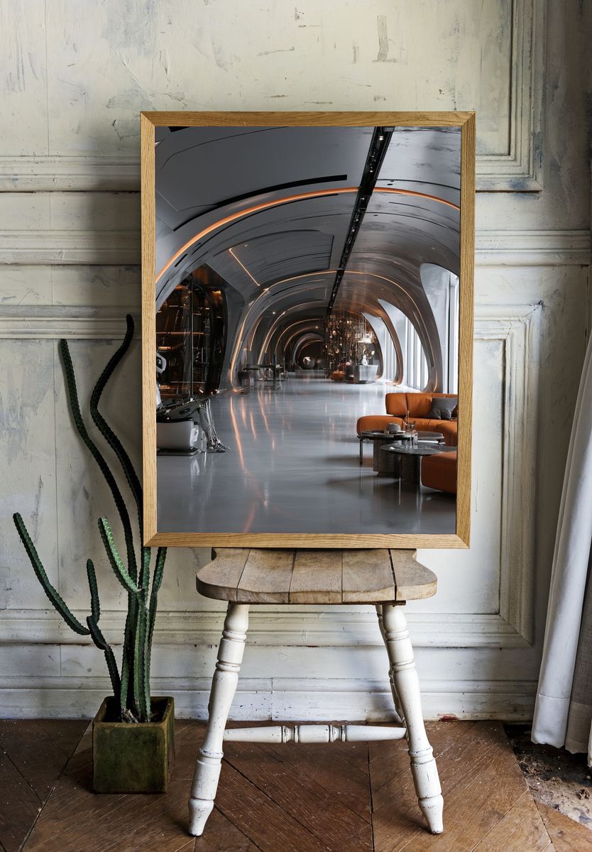 Futuristic Lounge Interior Print. room preview