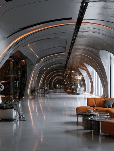 Futuristic Lounge Interior Print.