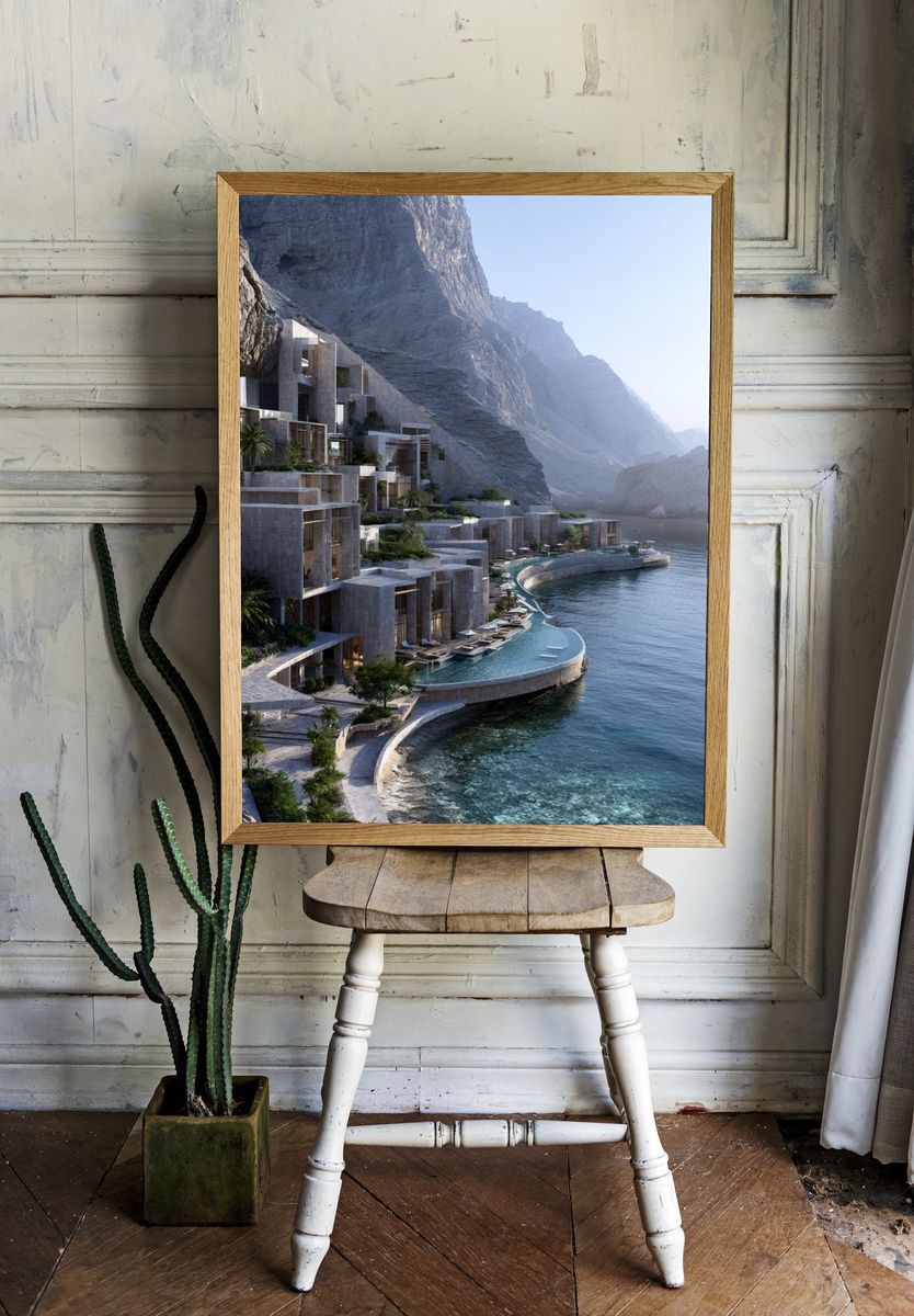 Cliffside Resort Architecture Print. room preview