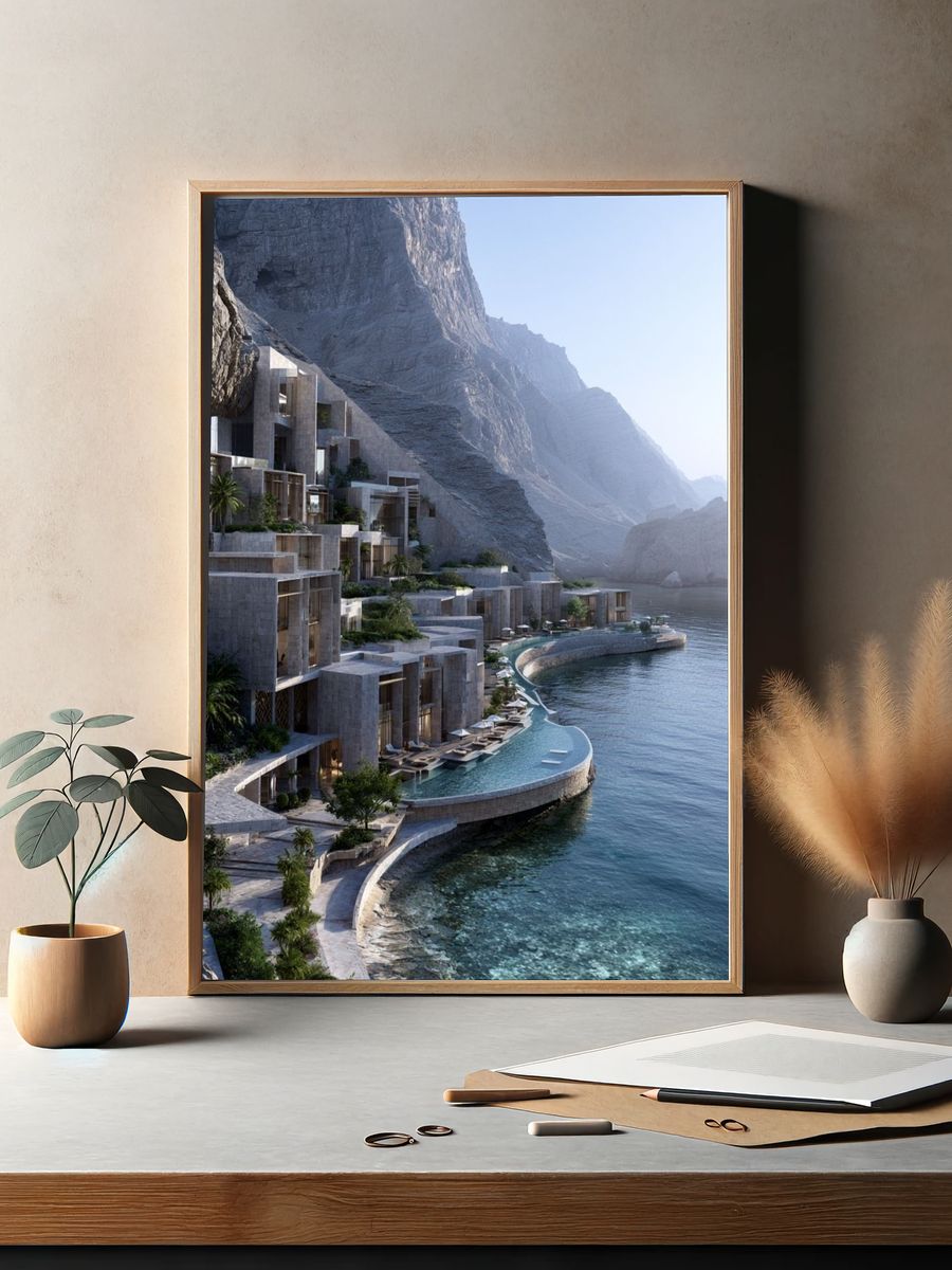 Cliffside Resort Architecture Print. — room view 2