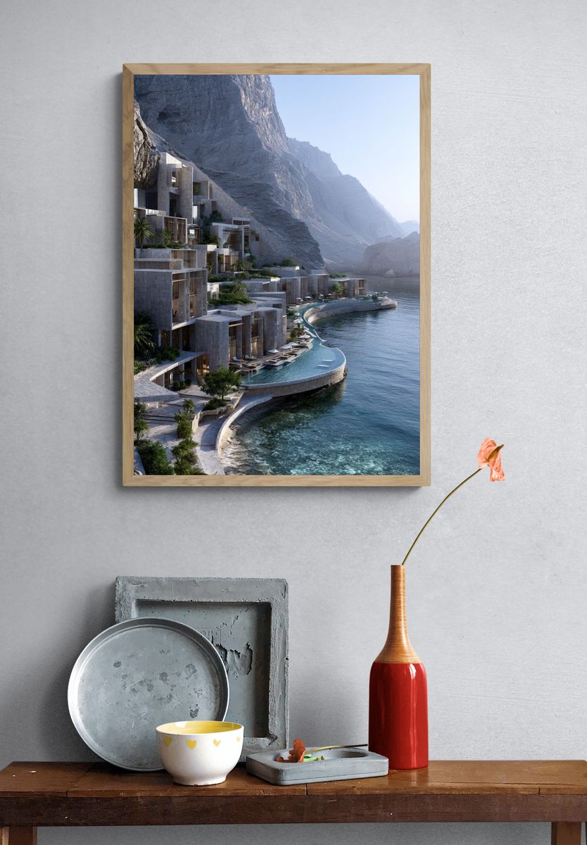 Cliffside Resort Architecture Print. — room view 3