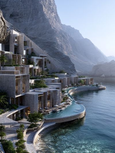 Cliffside Resort Architecture Print.