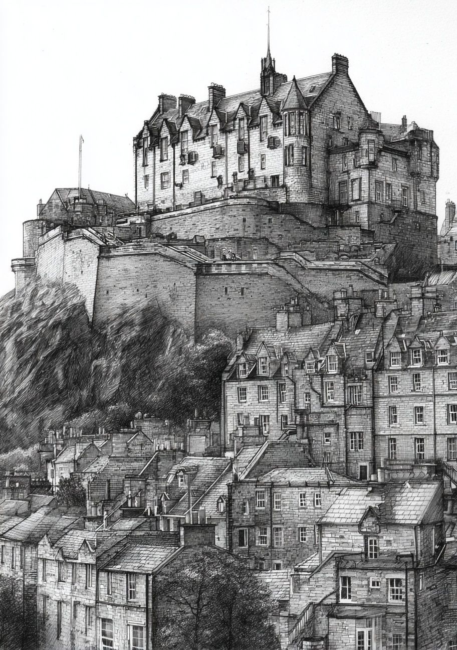 Edinburgh Castle Sketch Poster. poster — architecture art