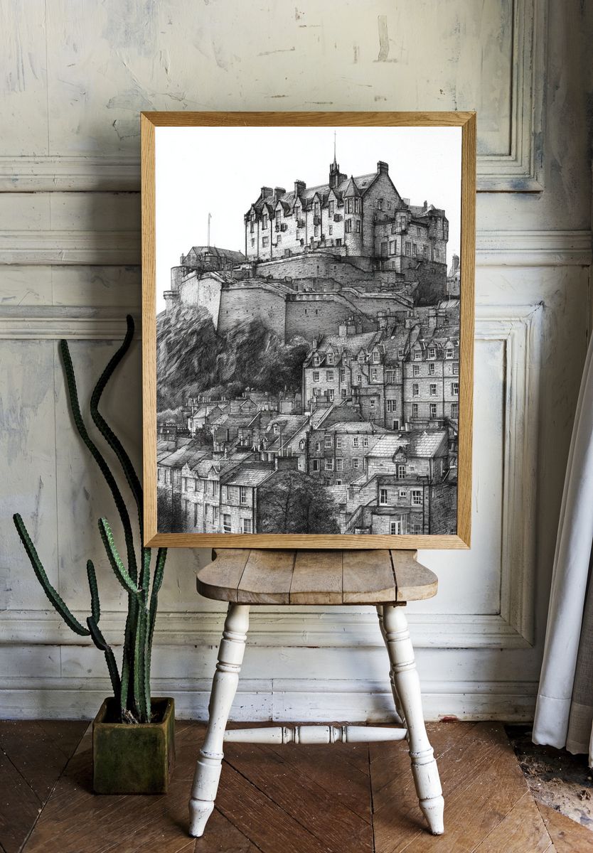 Edinburgh Castle Sketch Poster. — room view 1