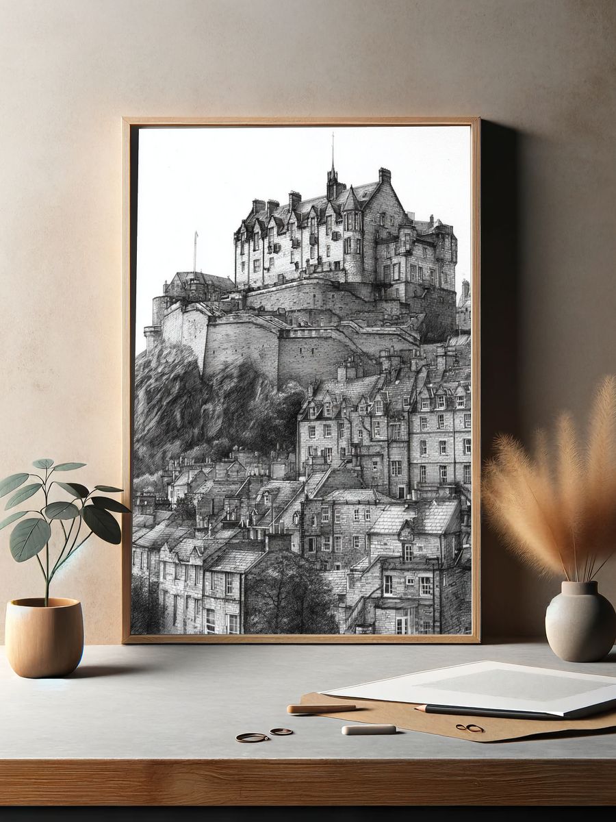 Edinburgh Castle Sketch Poster. — room view 2