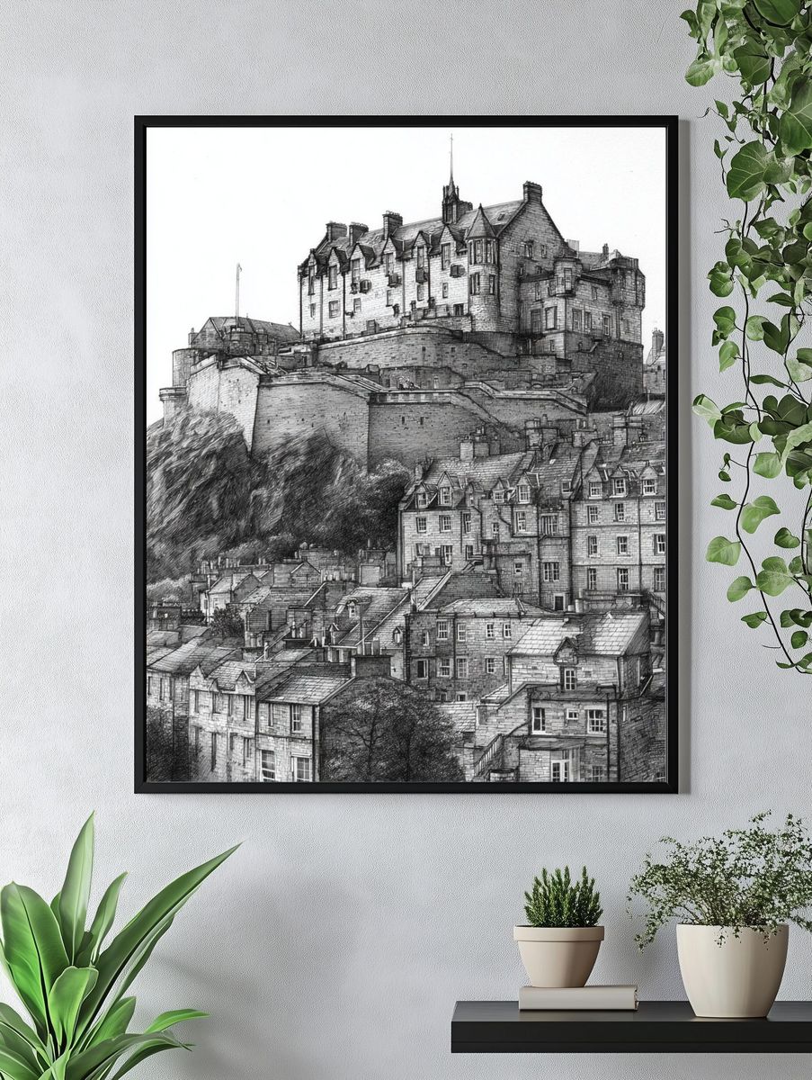 Edinburgh Castle Sketch Poster. — room view 4