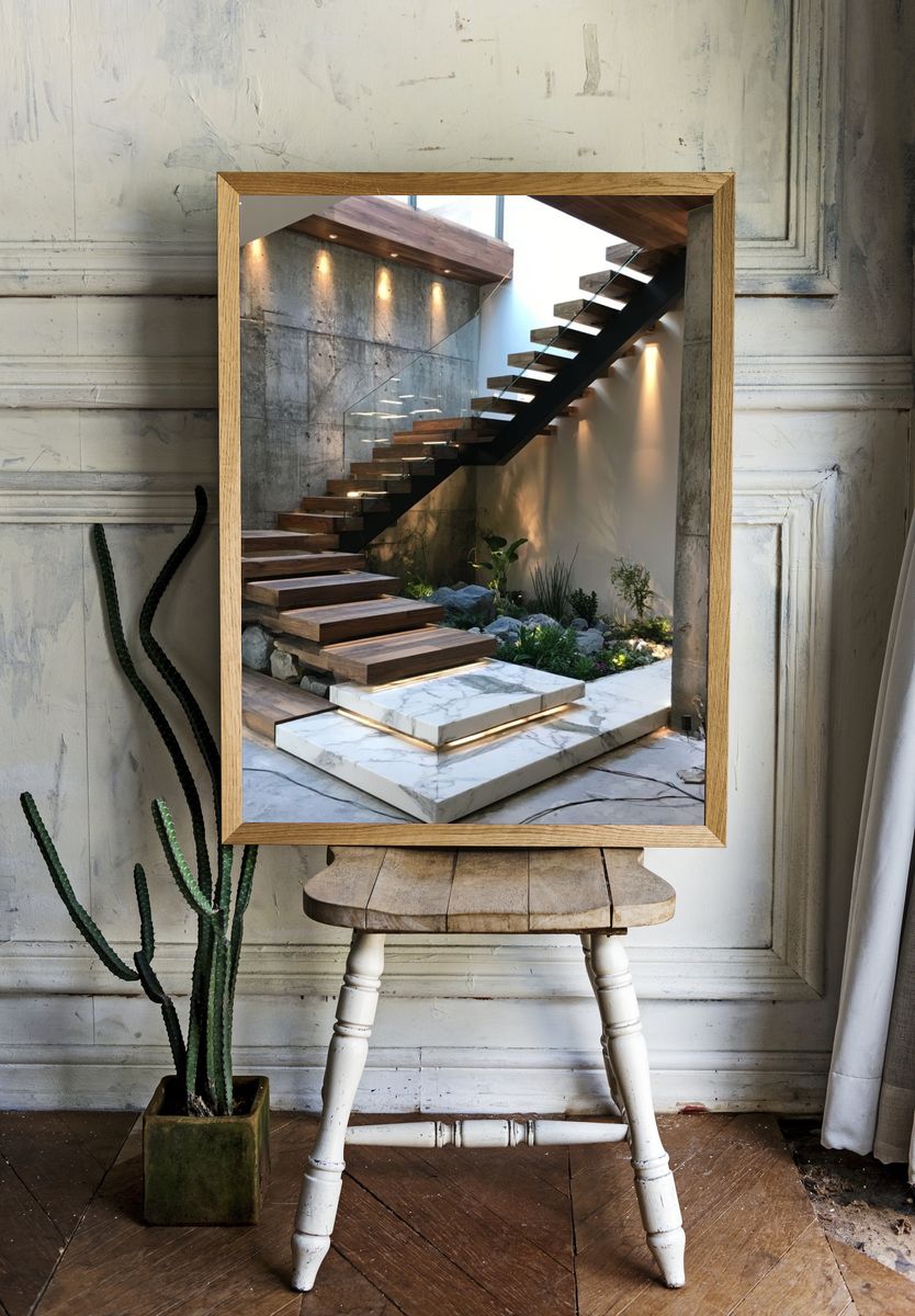 Modern Floating Staircase Architecture Print. — room view 1