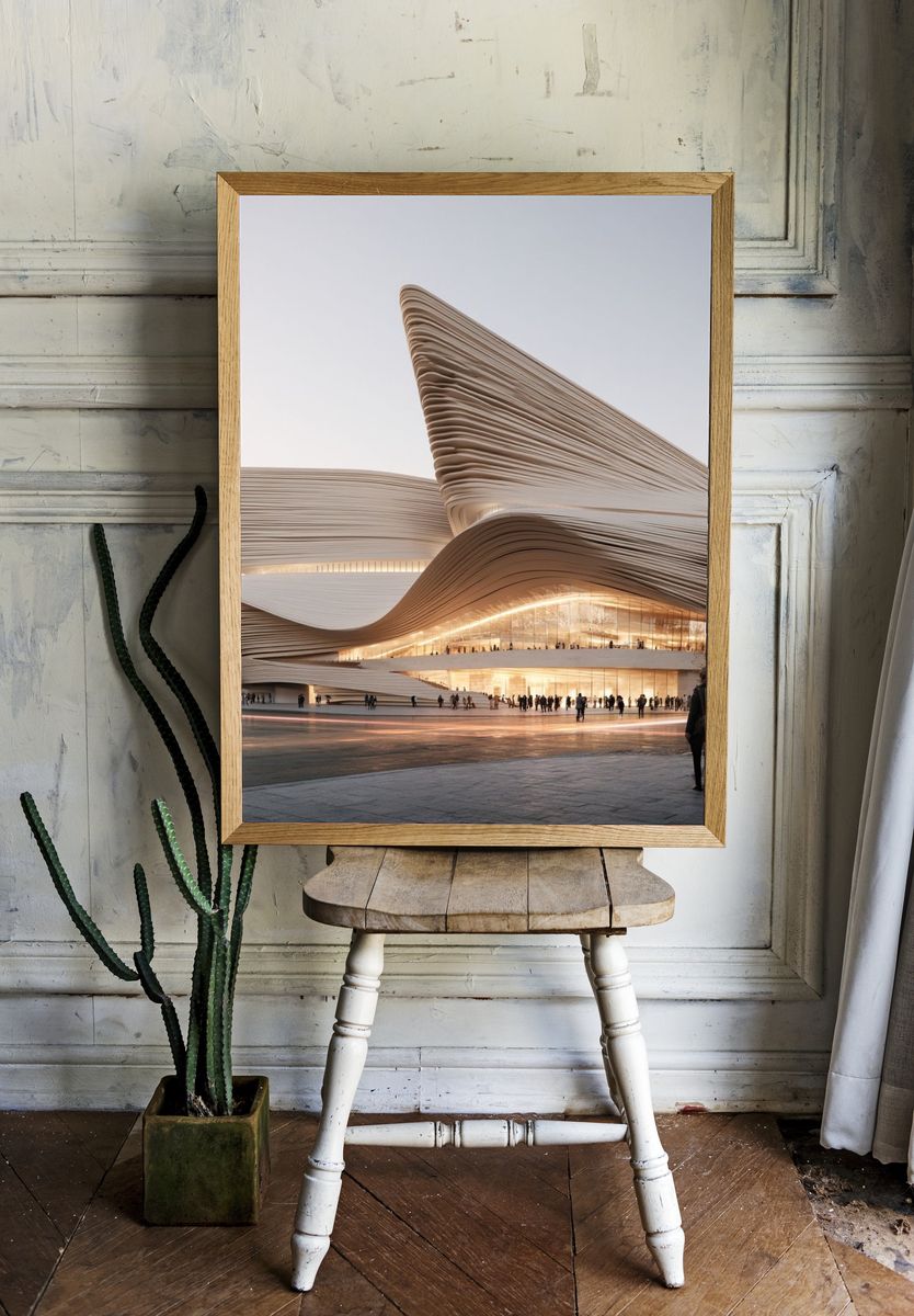 Futuristic Opera House Architecture Poster. — room view 1