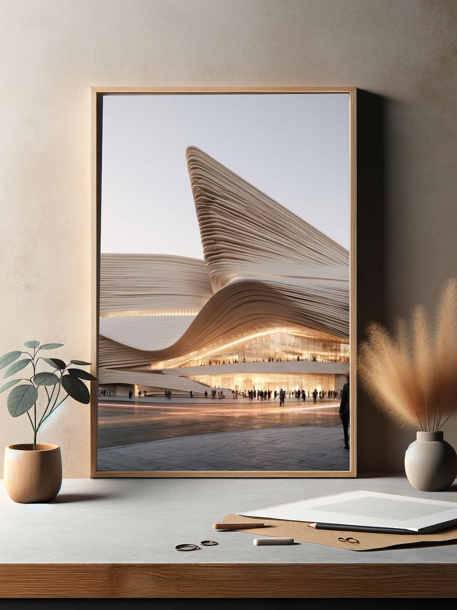 Futuristic Opera House Architecture Poster. — room view 2