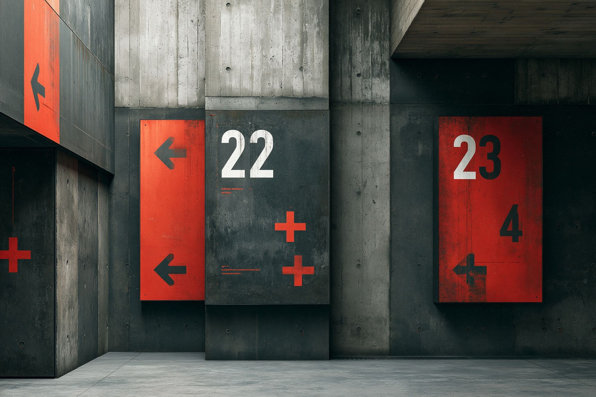 Concrete Numbered Panels Photography Poster. poster — architecture art