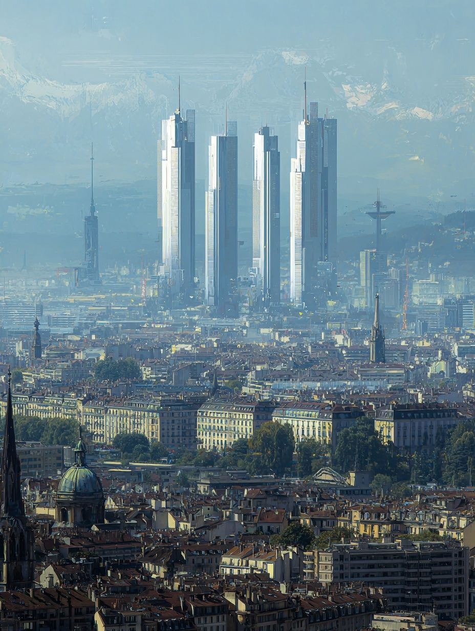 Futuristic City Skyline Photography Poster. poster — architecture art