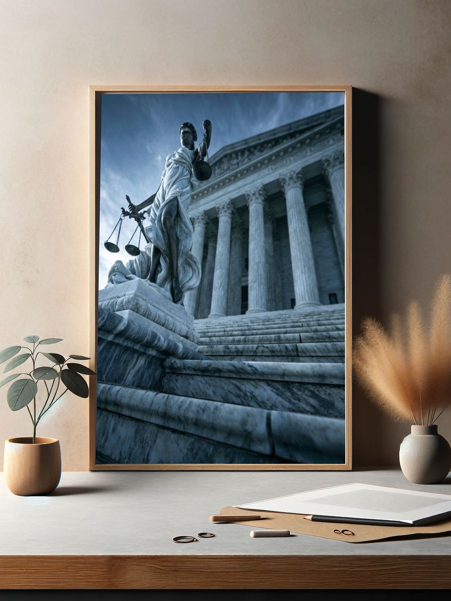 Justice Statue Court Building Poster. — room view 2
