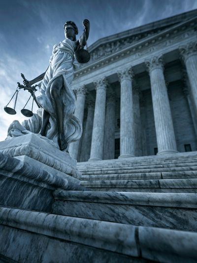 Justice Statue Court Building Poster. poster