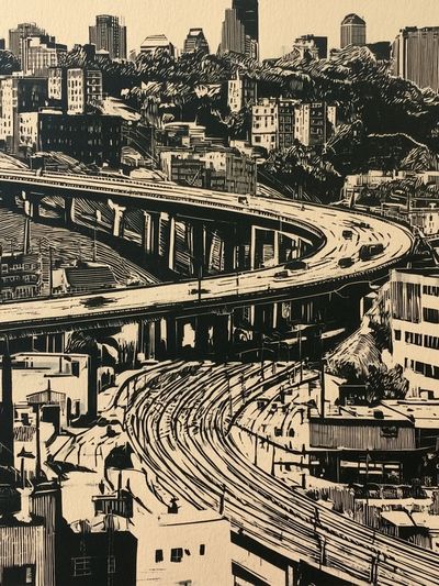 Urban Overpass Cityscape Print.