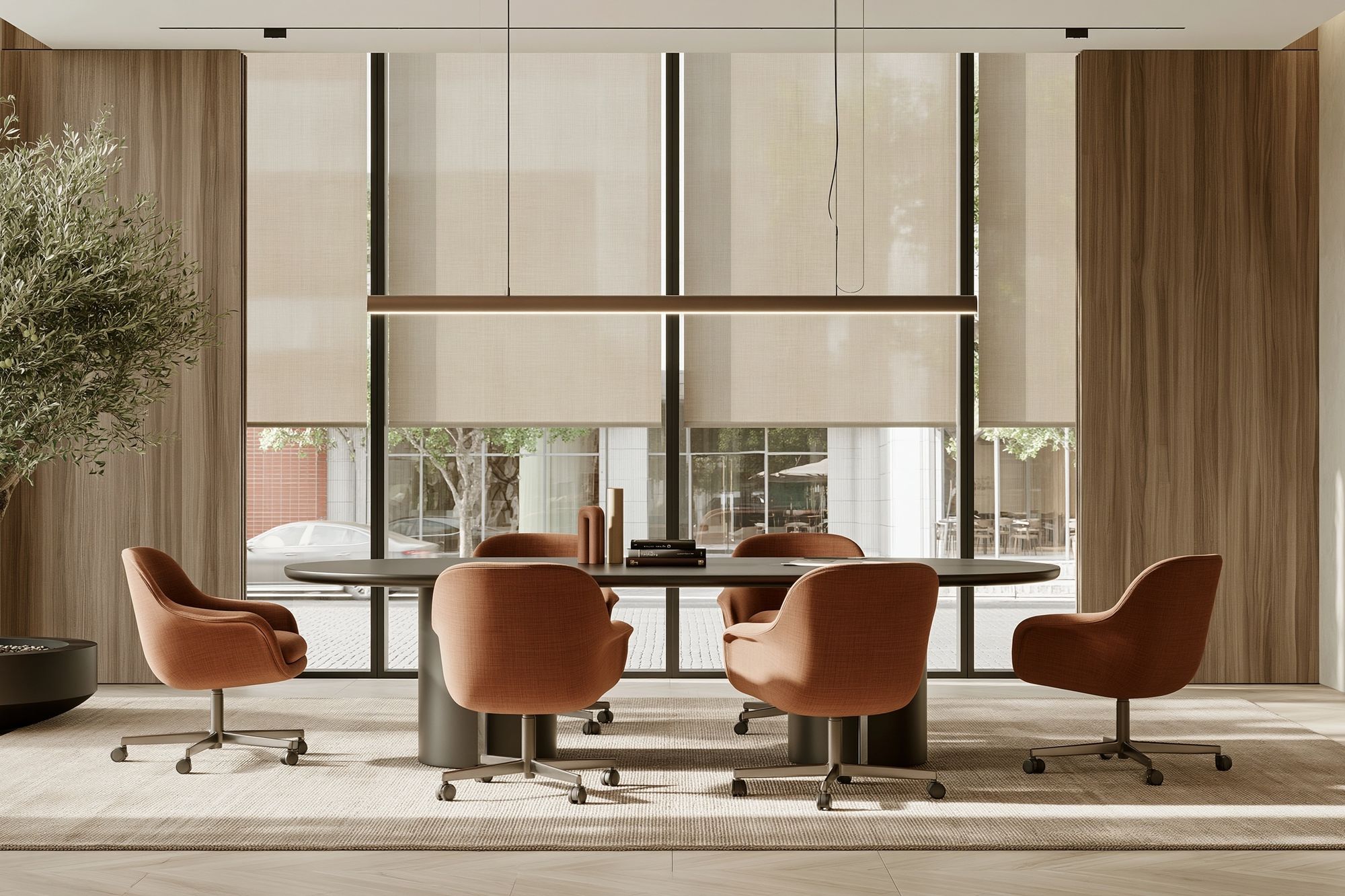 Modern Japandi Office Interior Print. poster detail