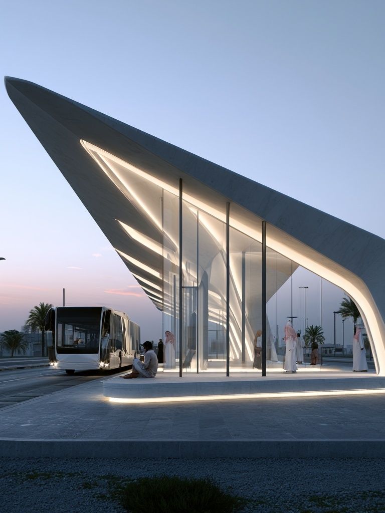 Futuristic Transit Pavilion Architecture Poster. poster detail