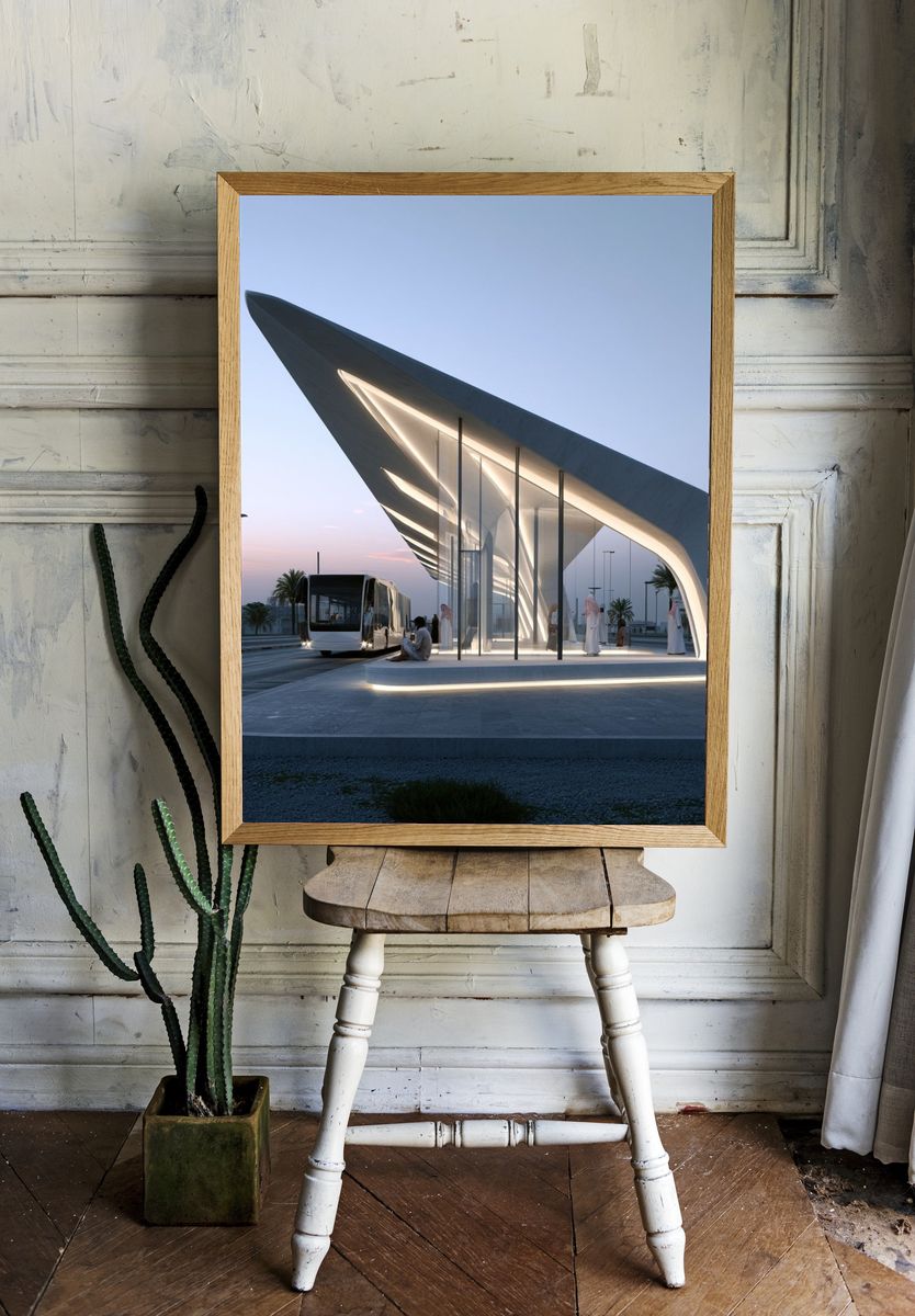 Futuristic Transit Pavilion Architecture Poster. room preview