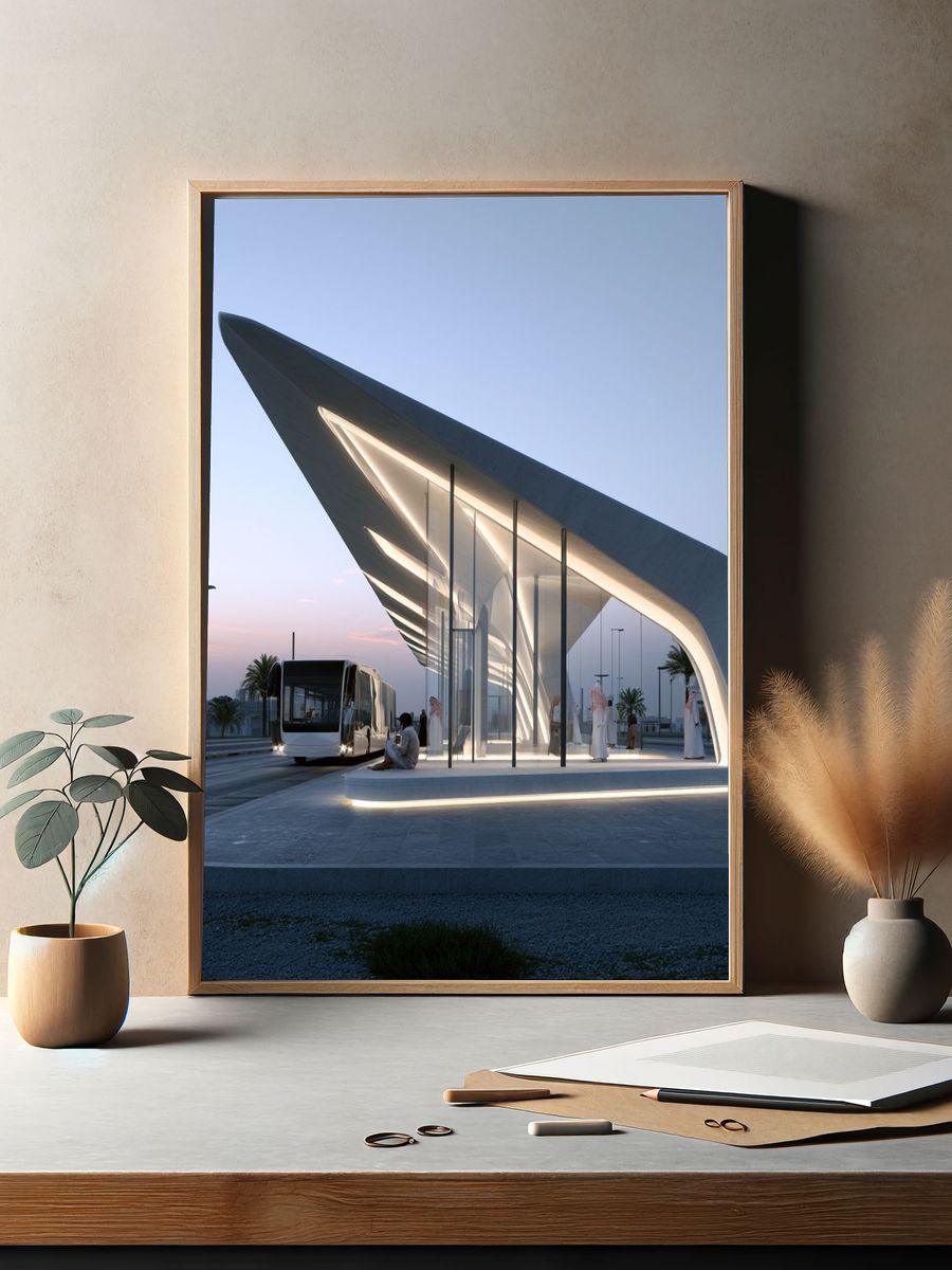 Futuristic Transit Pavilion Architecture Poster. — room view 2