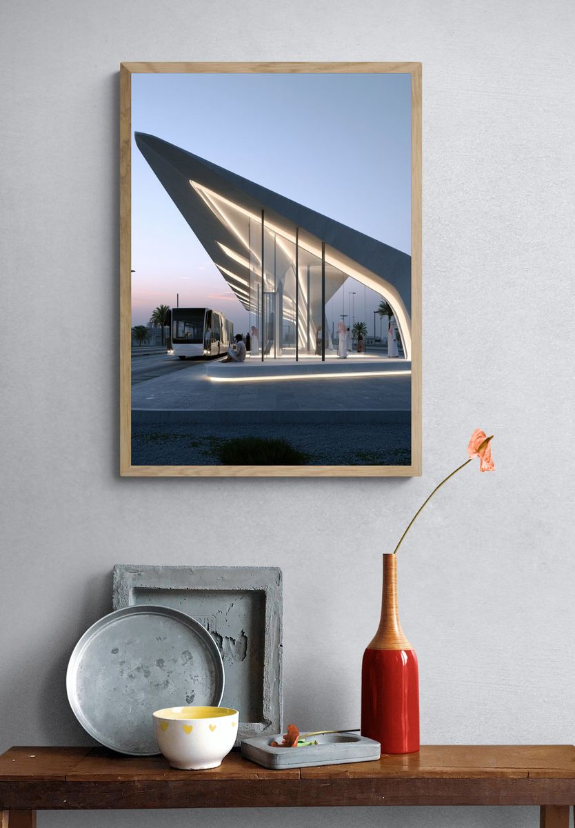 Futuristic Transit Pavilion Architecture Poster. — room view 3