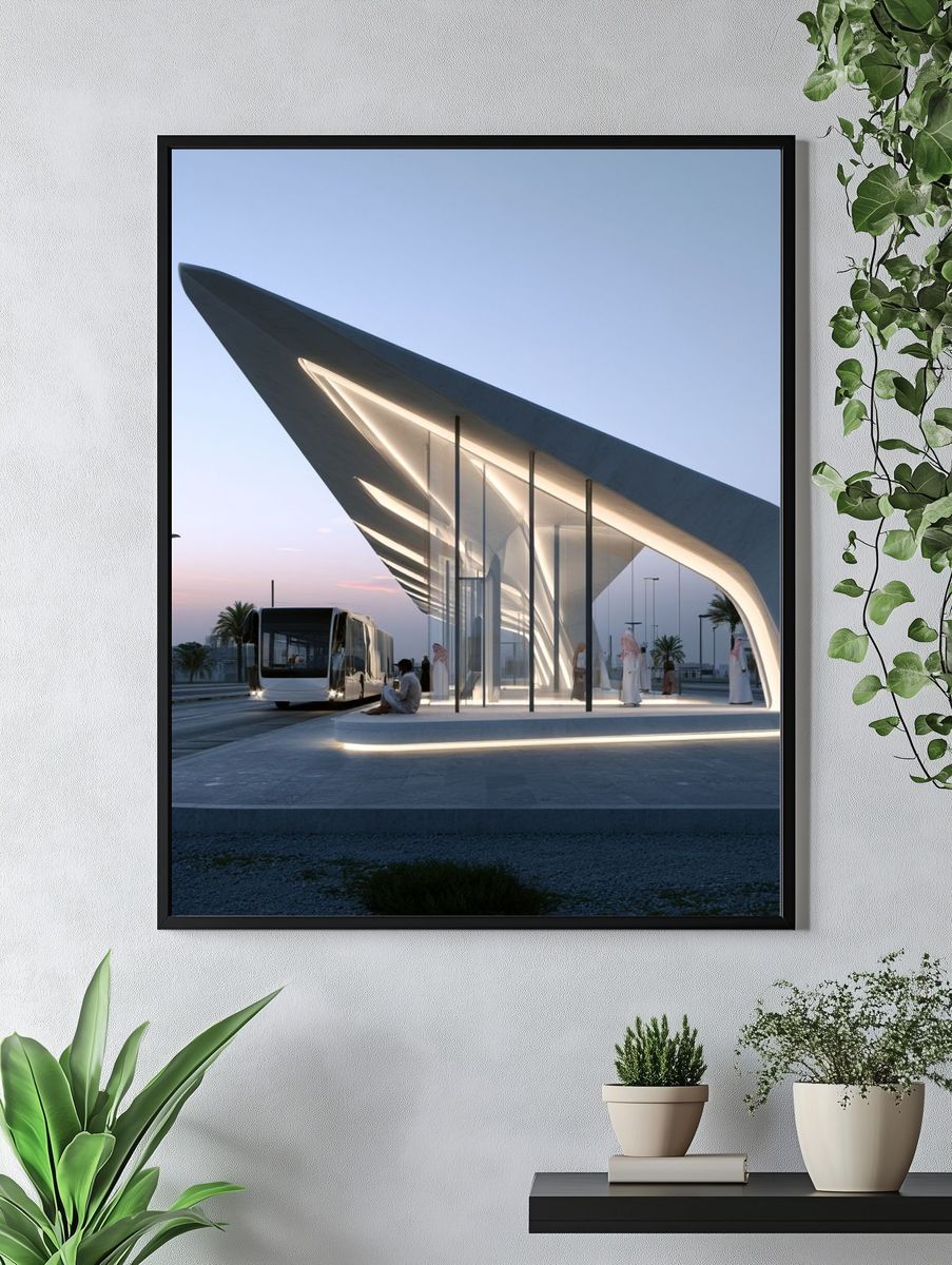 Futuristic Transit Pavilion Architecture Poster. — room view 4