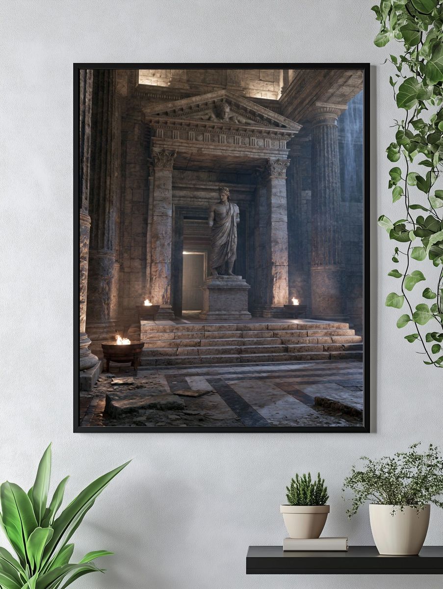 Ancient Temple Hallway Poster. — room view 4