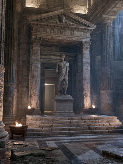 Ancient Temple Hallway Poster.