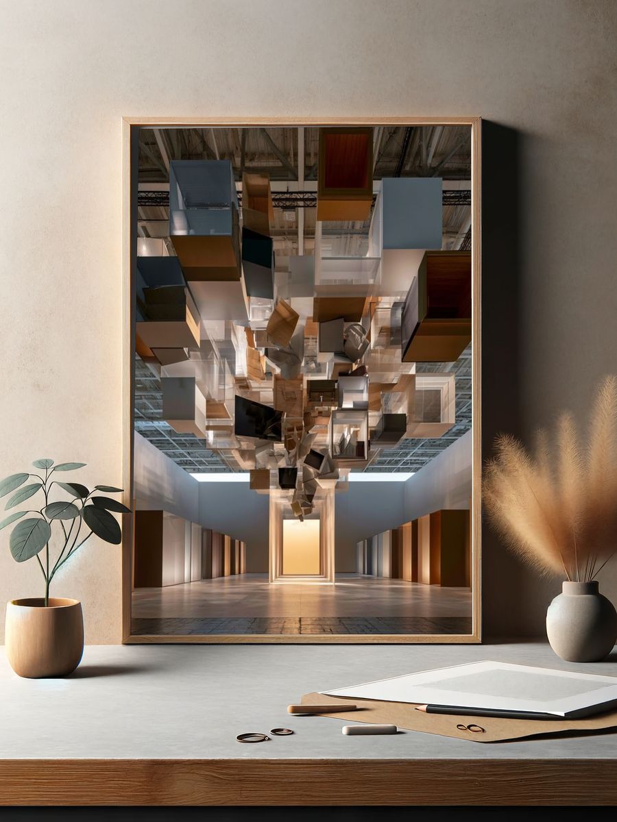 Floating Cubes Installation Poster. — room view 2