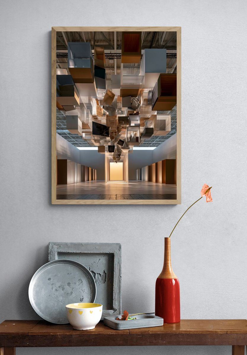 Floating Cubes Installation Poster. — room view 3