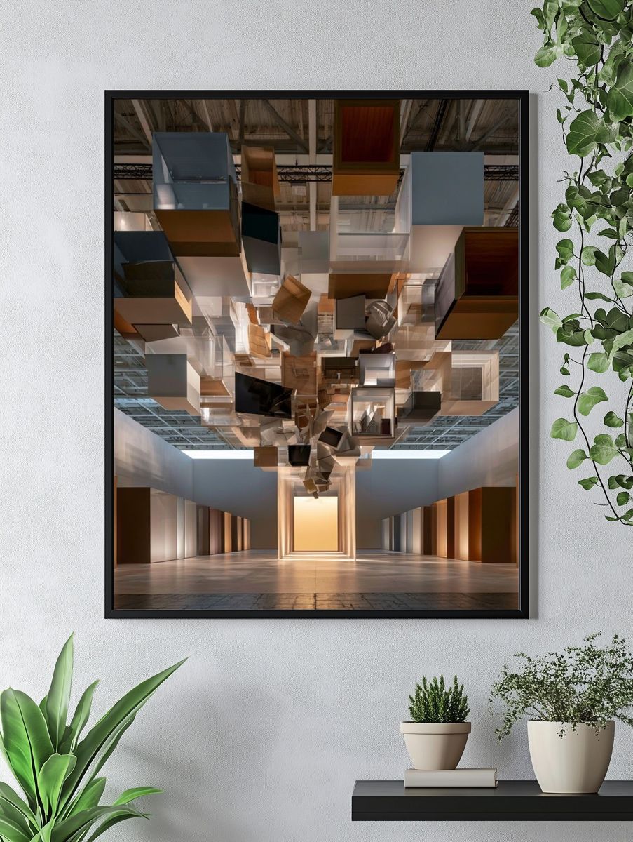 Floating Cubes Installation Poster. — room view 4
