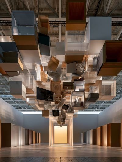 Floating Cubes Installation Poster. poster