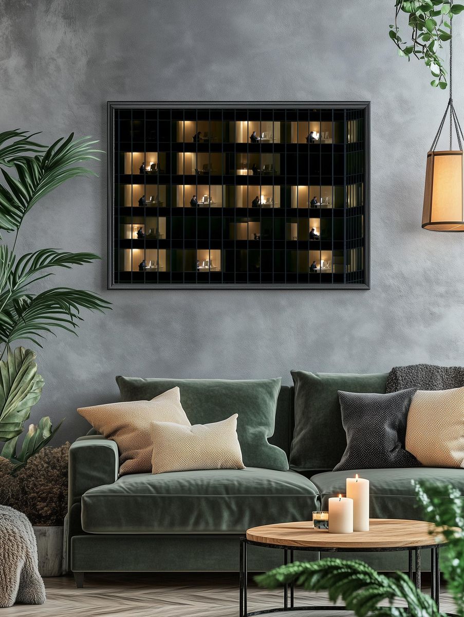 Office Windows at Night Photography Poster. — room view 4