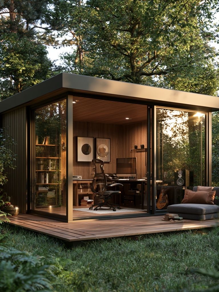 Modern Forest Cabin Office Poster. poster detail