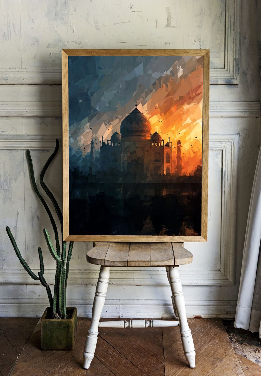 Taj Mahal Sunset Silhouette Print. room preview