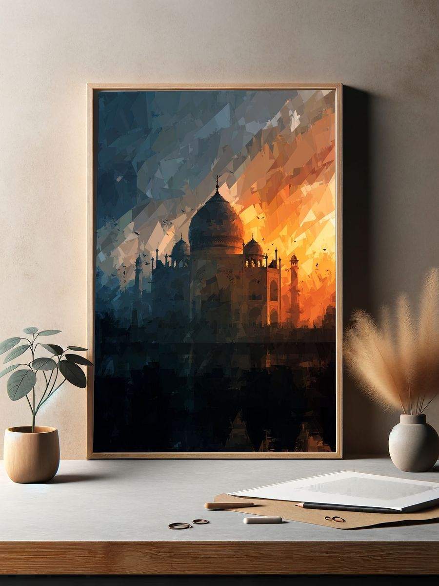 Taj Mahal Sunset Silhouette Print. — room view 2