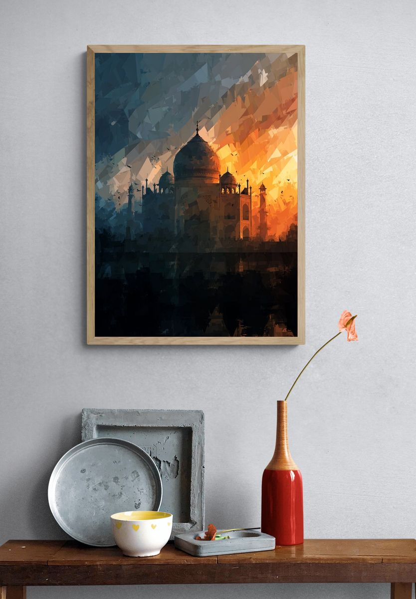 Taj Mahal Sunset Silhouette Print. — room view 3