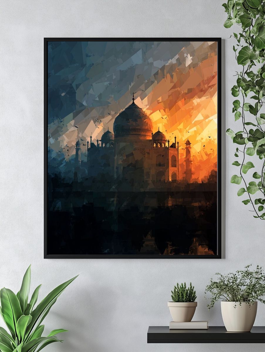 Taj Mahal Sunset Silhouette Print. — room view 4