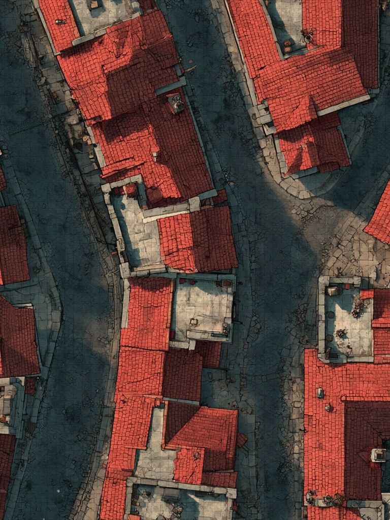 Aerial Red Roofs Architecture Print. poster detail
