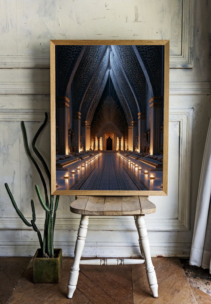 Mystic Temple Hallway Print. — room view 1