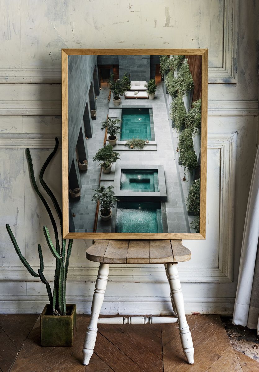 Modern Courtyard Pool Architecture Print. room preview