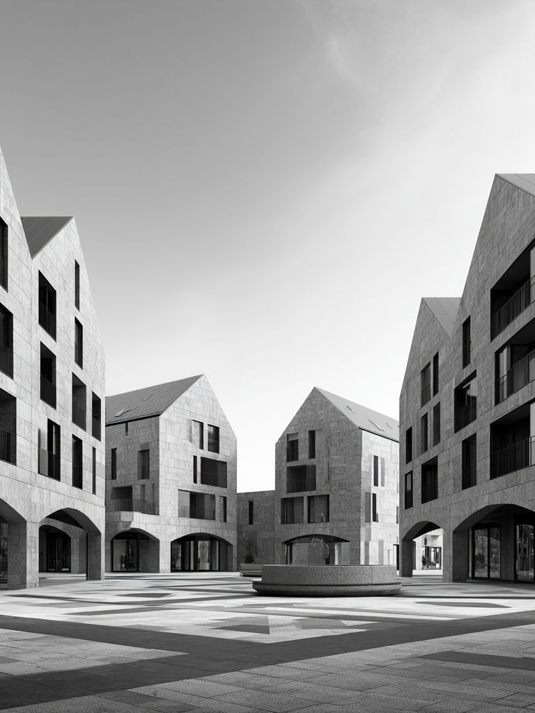 Modern Courtyard Architecture Print. poster — architecture art