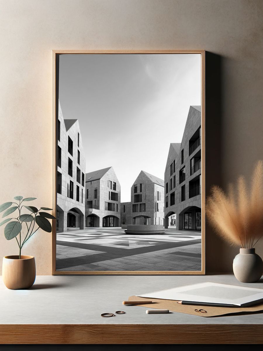 Modern Courtyard Architecture Print. — room view 2