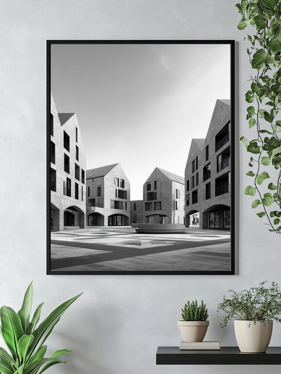 Modern Courtyard Architecture Print. — room view 4