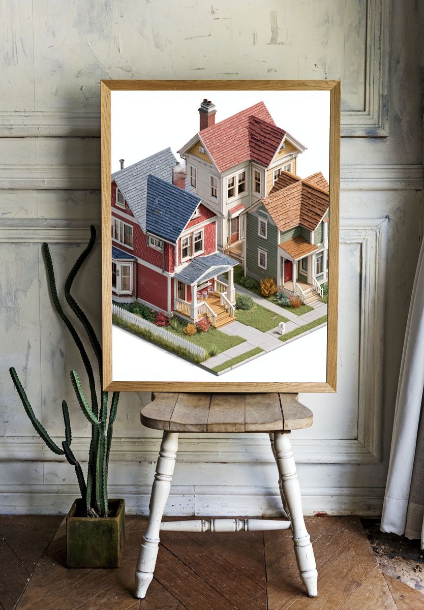 Victorian House Cluster Photography Poster. — room view 1