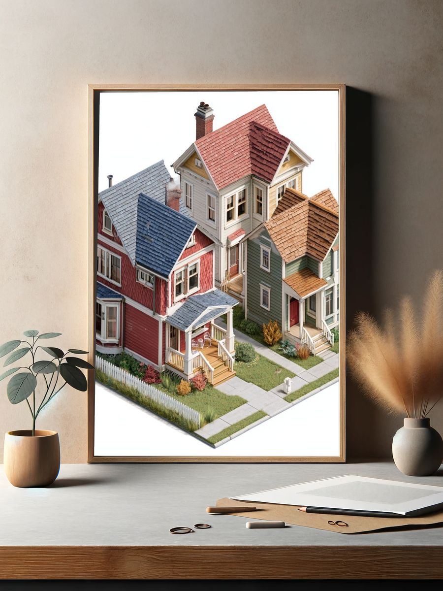 Victorian House Cluster Photography Poster. — room view 2