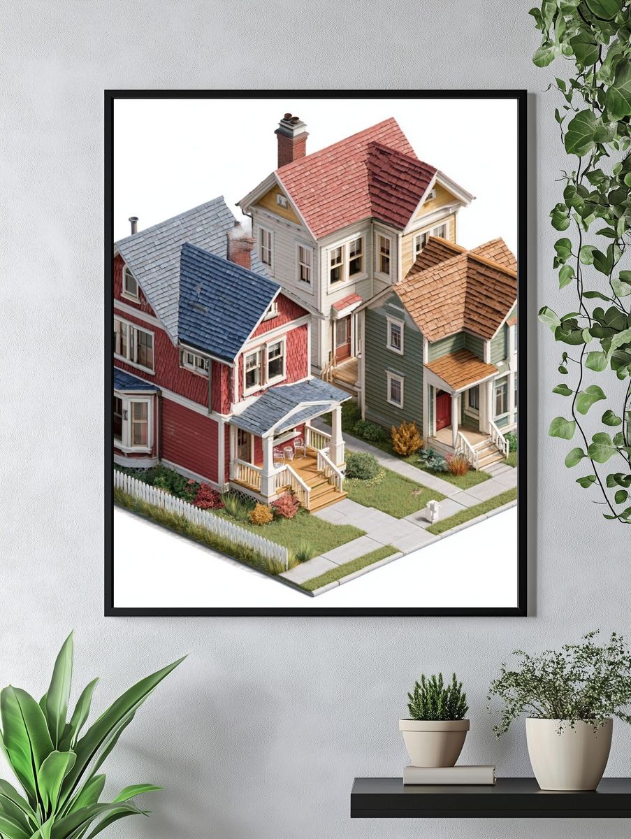 Victorian House Cluster Photography Poster. — room view 4
