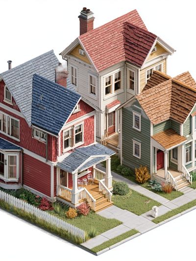 Victorian House Cluster Photography Poster.