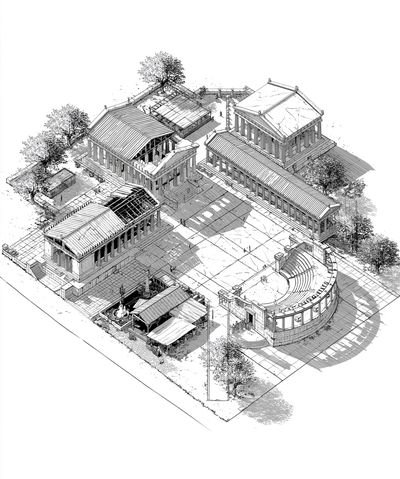 Ancient Temple Complex Architecture Print. poster
