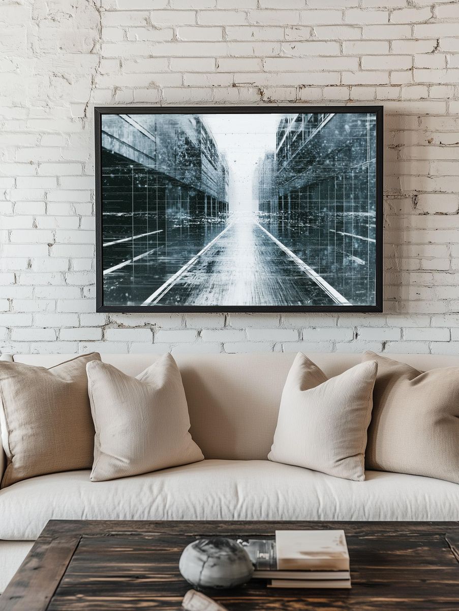 Futuristic City Corridor Print. — room view 1